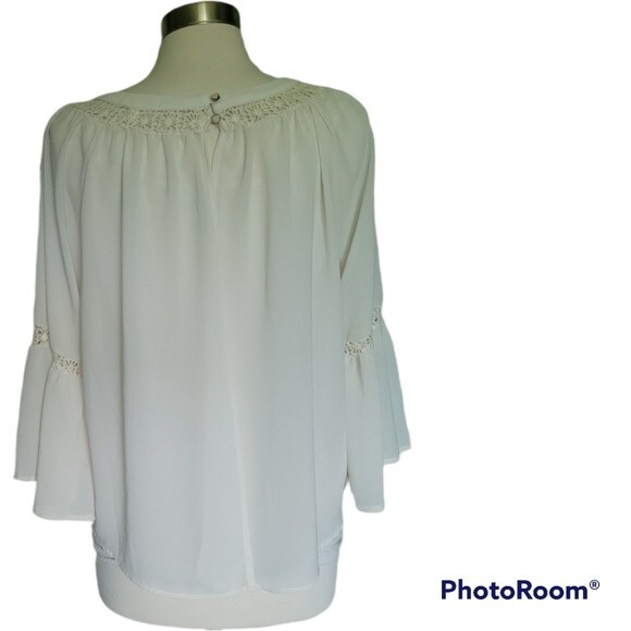 MONTEAU Cream Boho Blouse W Bell Sleeves - M - Picture 5 of 10